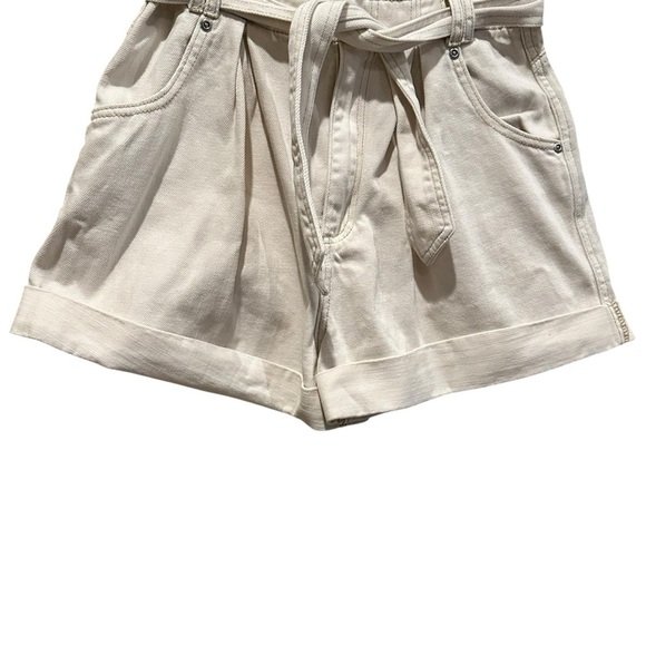 We the Free Denim Paper Bag Super High Waist Tie Cream Shorts Women’s Size XS - Picture 5 of 8